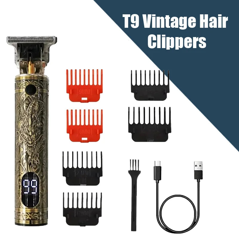 T9 Electric Hair Trimmer - USB Rechargeable Professional Clipper for 0mm Bald Fades