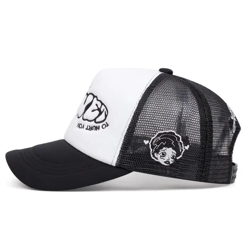 Breathable Trucker Cap - Adjustable Snapback Baseball Hat with Sun Protection for Hip-Hop Style