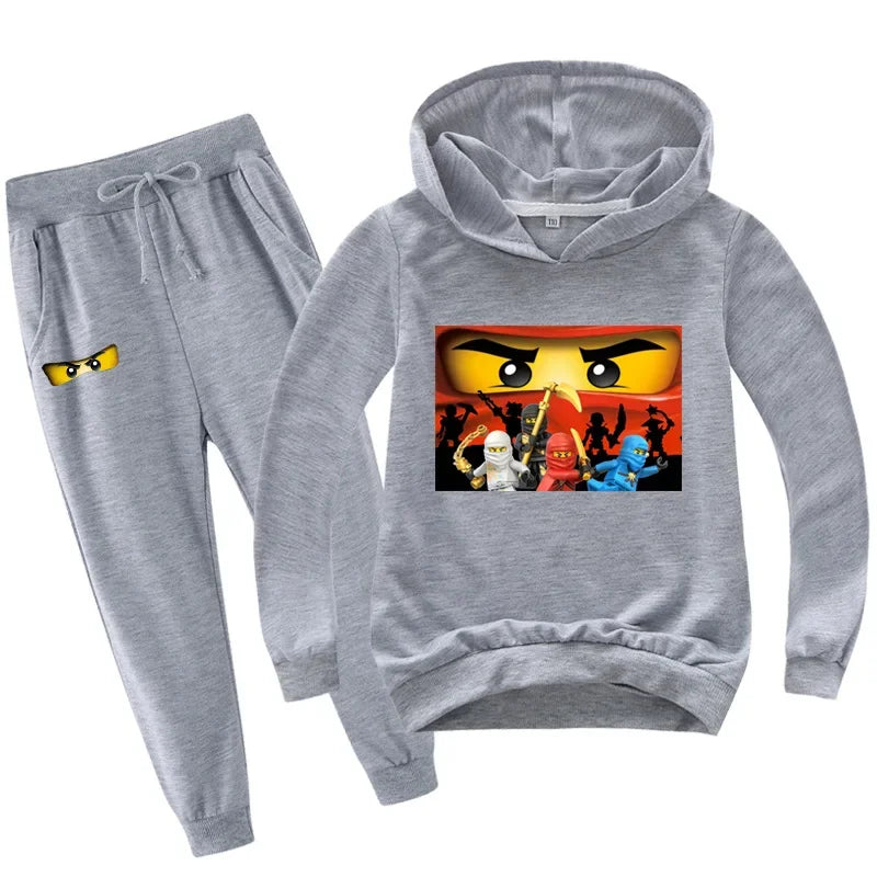 Roupas Infantis Meninos de 2 a 13 Anos Primavera Outono Conjuntos de Roupas Infantis Moletons Calças Conjunto de 2 Peças Agasalho Anime Casaco