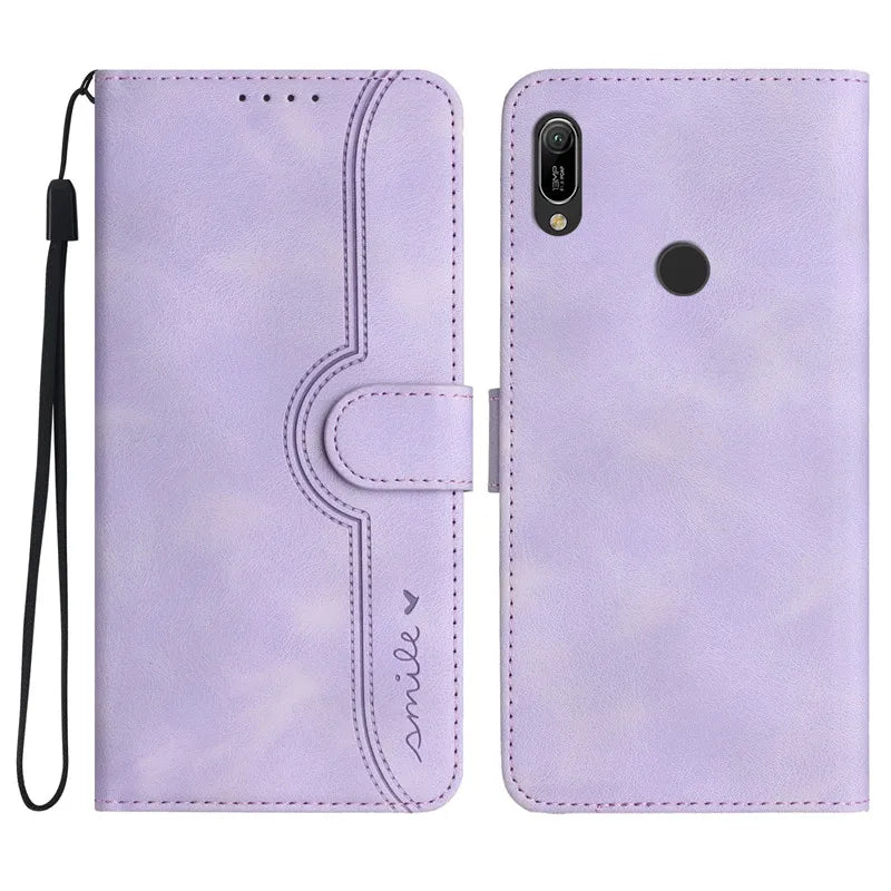 Capa Carteira Huawei - Capa Flip de Couro com Porta-Cartão e Suporte para P Smart, Série Y
