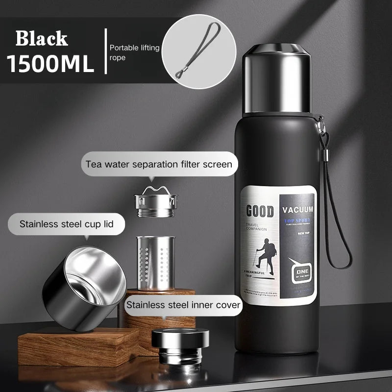 Garrafa Térmica Grande Isolada em Aço Inoxidável - 600ml-2000ml