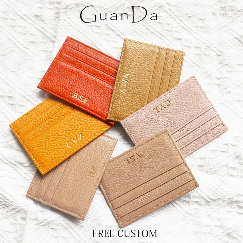 Custom Logo Leather Card Holder – Slim Wallet
