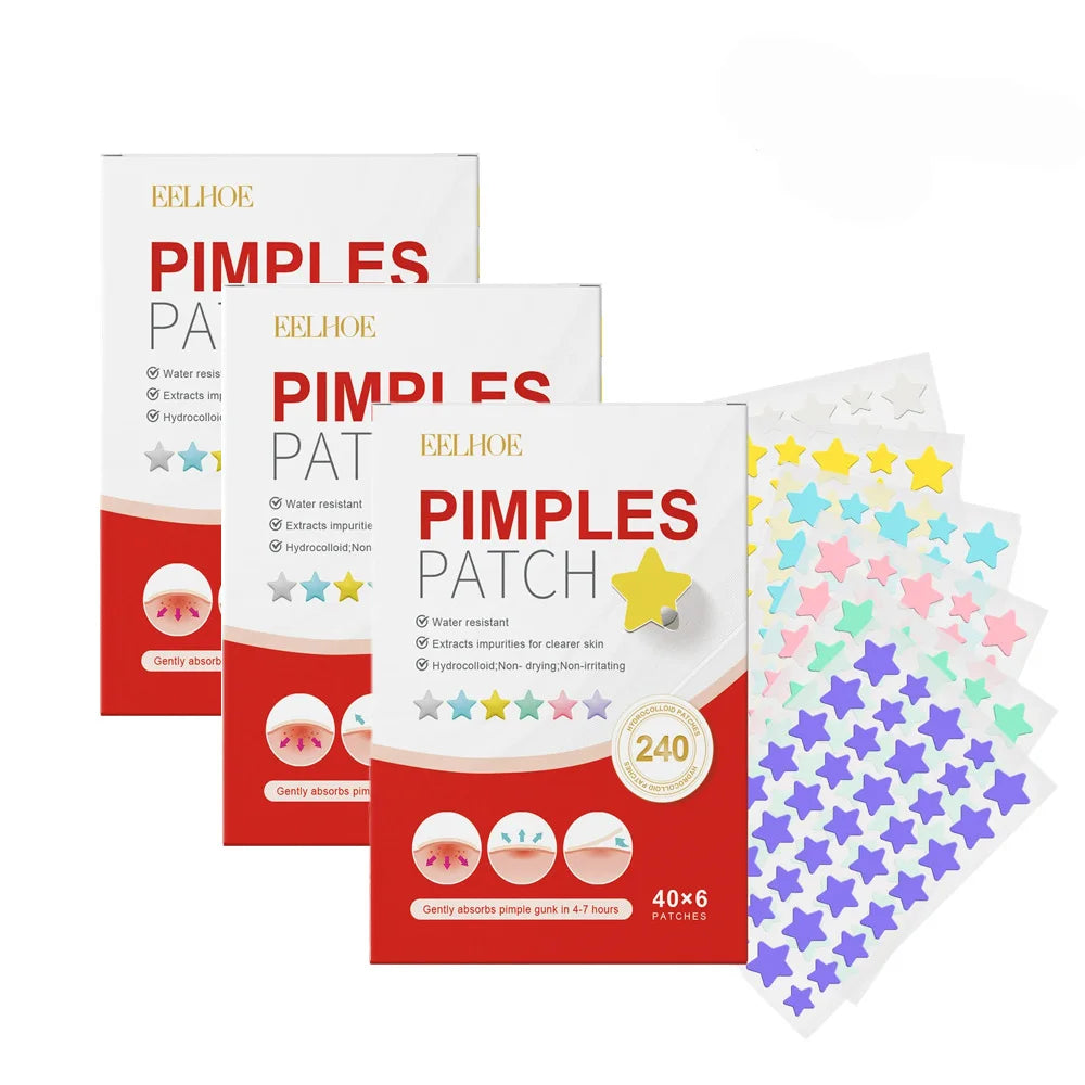 240 adesivos antiacne em formato de coração/estrela/flor/redondo. Hidratantes e eficazes para cobrir espinhas e imperfeições.