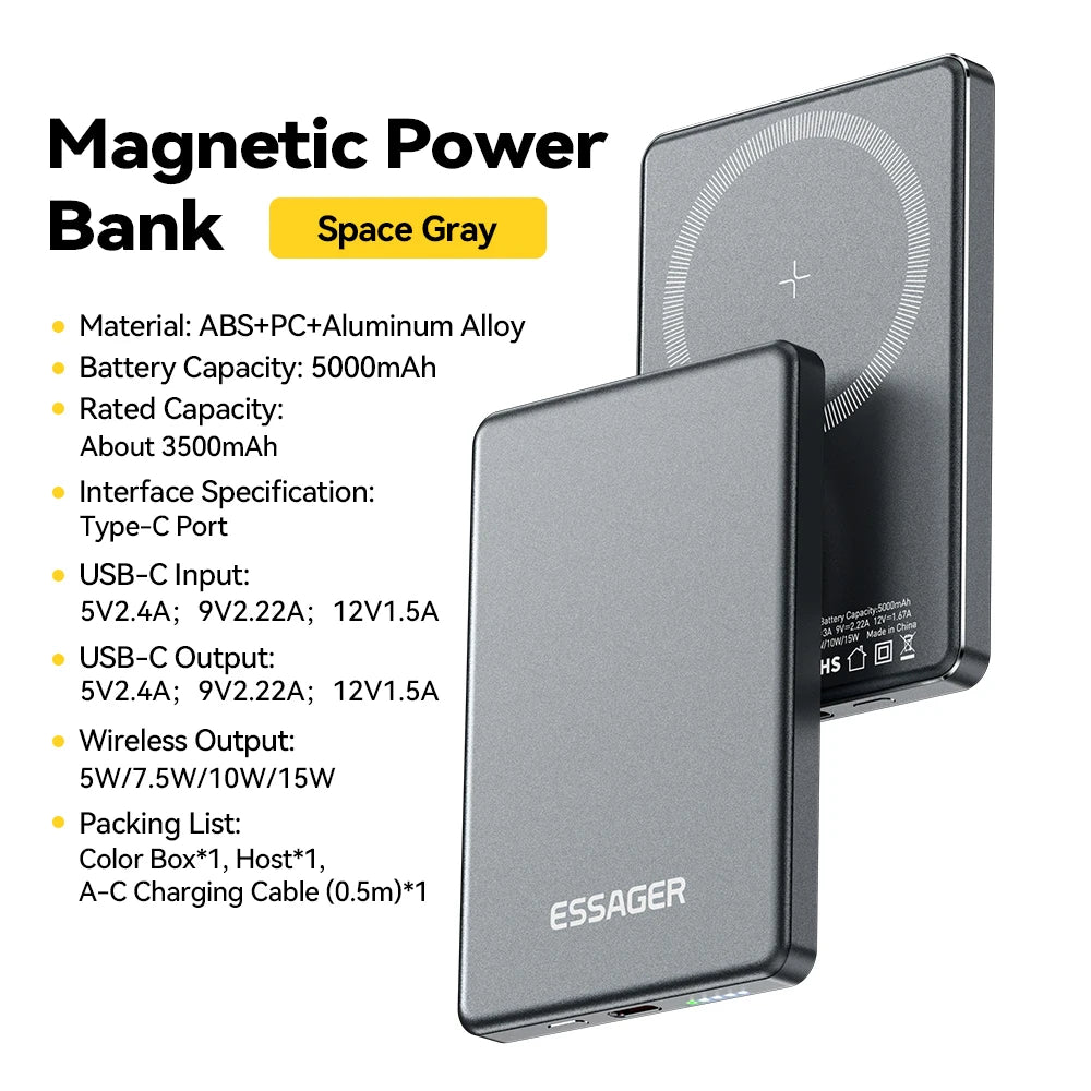 Essager 5000mAh 20W Magnetic Wireless Power Bank