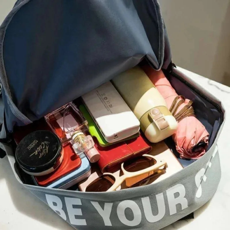Mochila escolar estilo coreano - Mochila grande para estudantes, homens e mulheres.