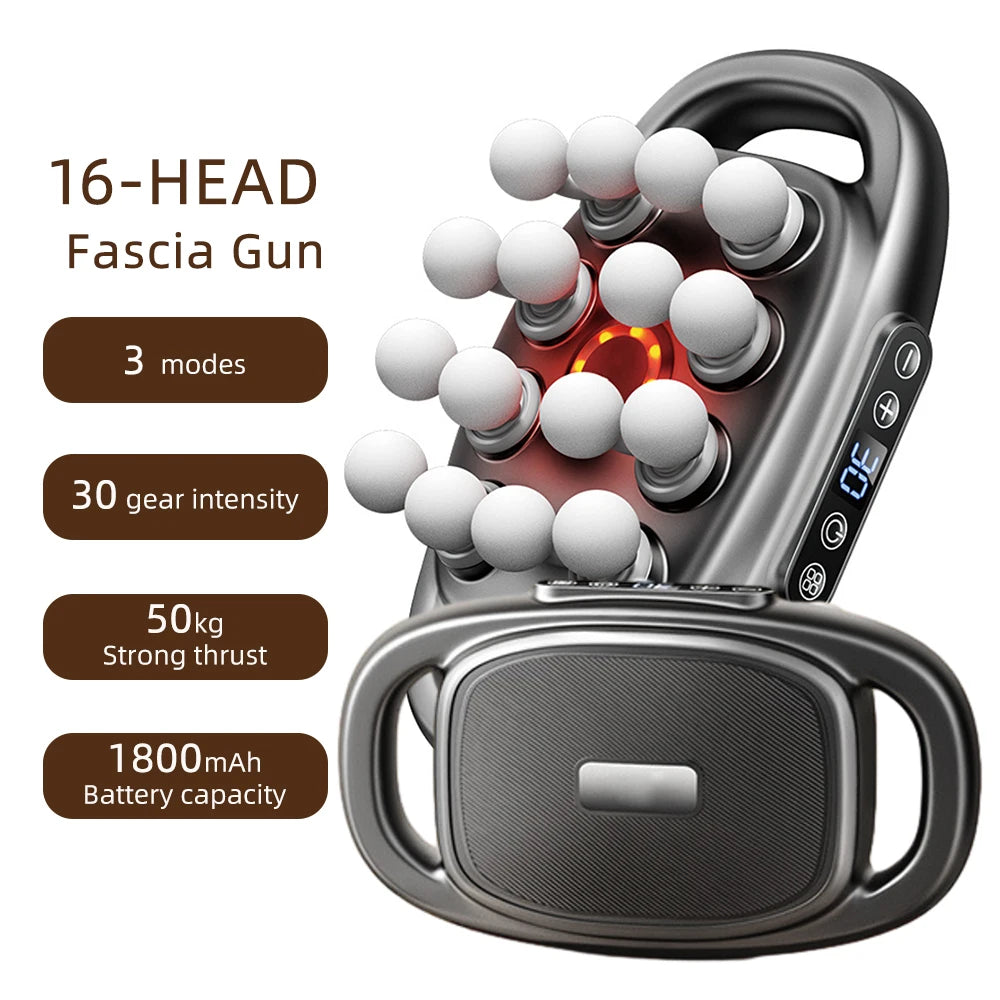 16-Head High-Frequency Fascia Gun for Full Body Massage