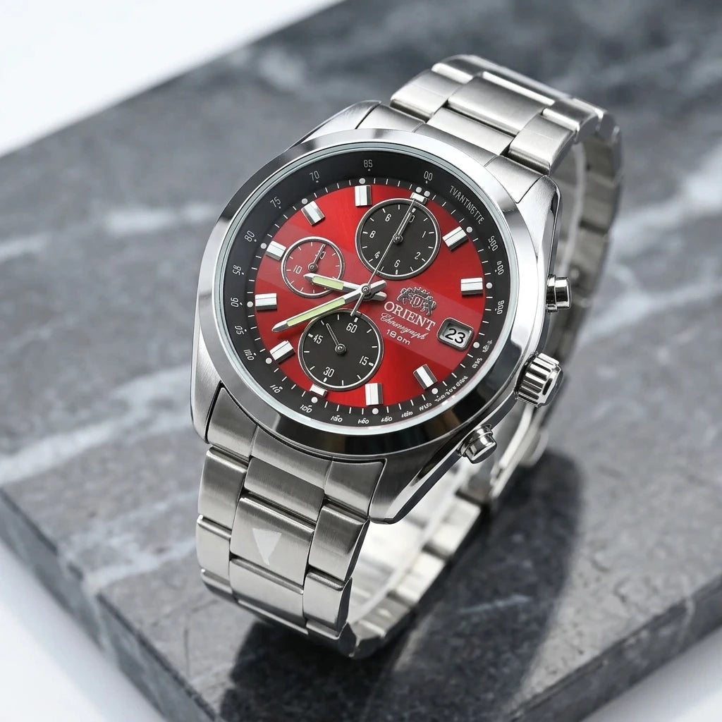 Men's Chronograph Watch – Japanese Quartz, Tachymeter, 100M Waterproof Stainless Steel Sports Wristwatch