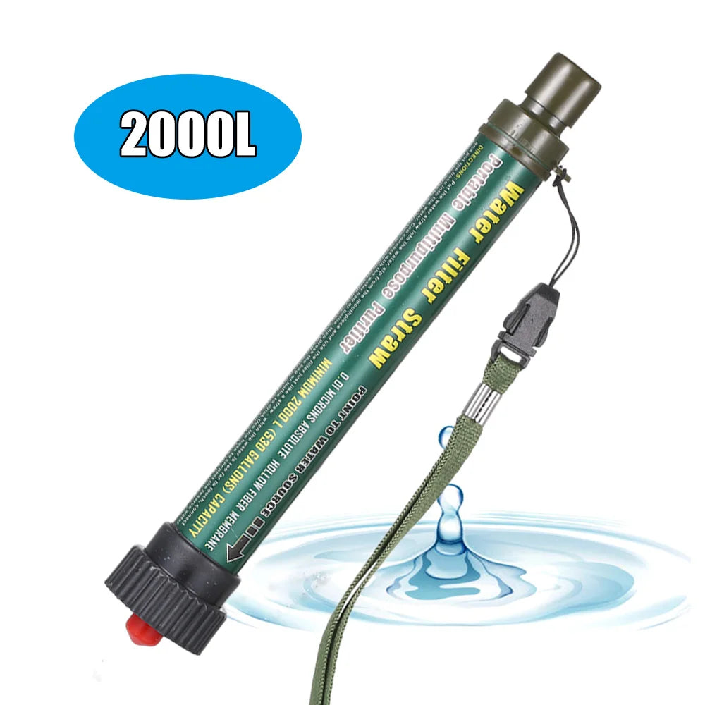 Filtro de Água Portátil tipo Canudo - Sistema de Filtragem para Sobrevivência em Emergências, Acampamento e Trilhas