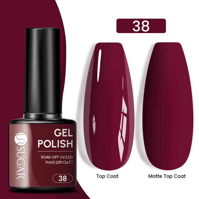Dark Red Gel Nail Polish – Soak-Off LED/UV Gel Varnish for Salon & Home Use