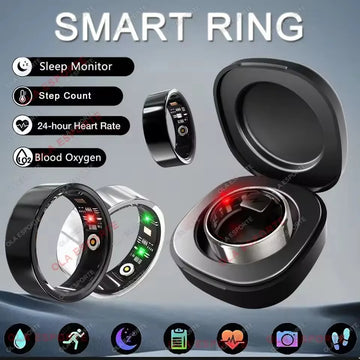 Anel inteligente para homens e mulheres com câmera, monitor de frequência cardíaca e oxigenação sanguínea, à prova d'água IP68 e 5ATM, com modos multiesportivos.