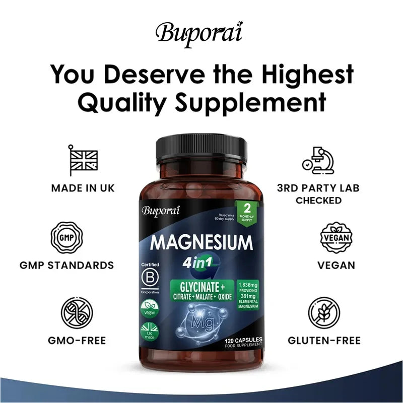 Magnesium 4-in-1 Complex Bundle - Sleep, Muscle & Immune Support (3 Bottles)