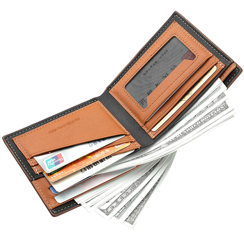 👜 Men's Slim PU Leather Wallet - Card Holder & Cash Compartment