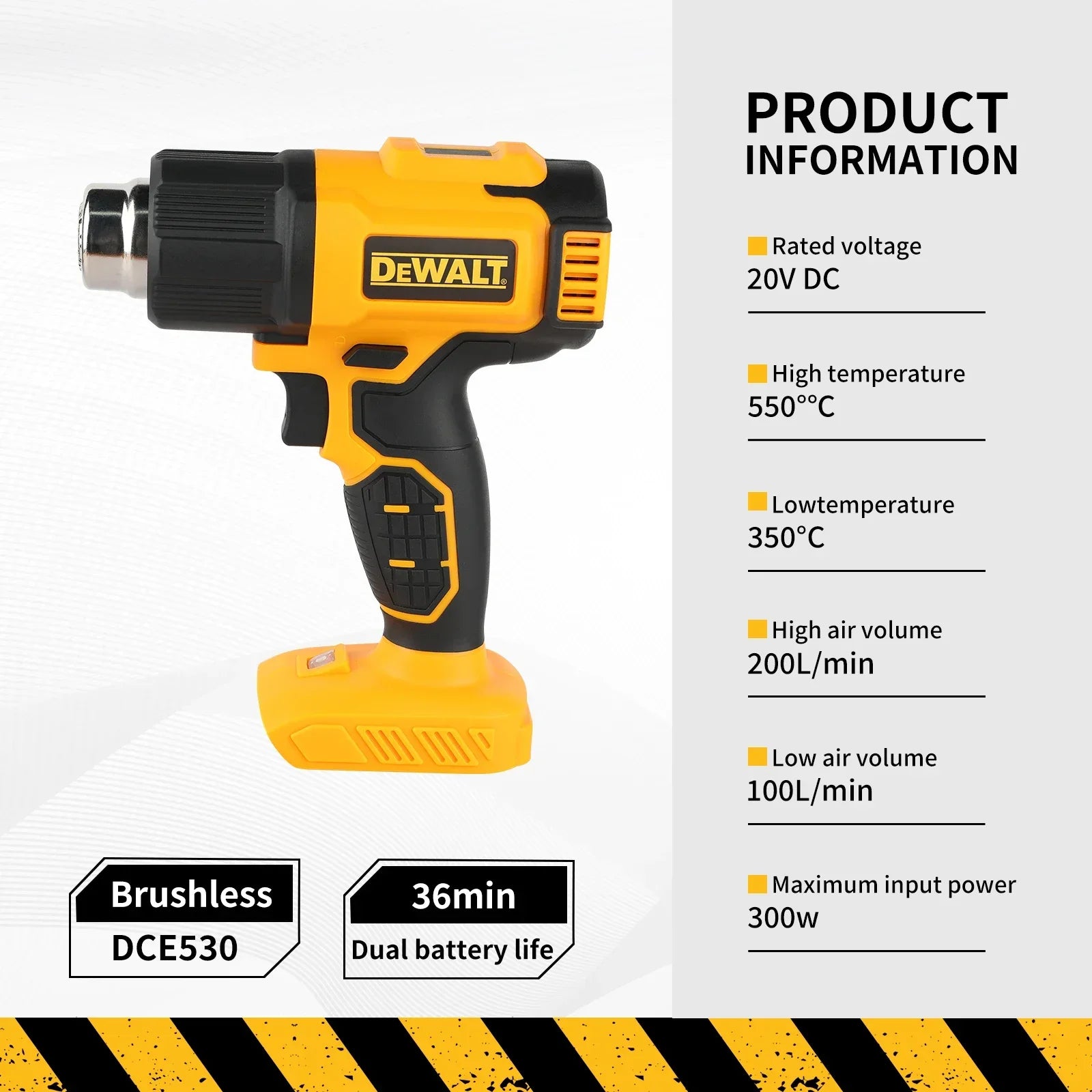 🔥 OFERTA IMPERDÍVEL! Pistola de ar quente sem fio DeWalt DCE530 20V - Ferramenta de soldagem com temperatura ajustável até 550°C