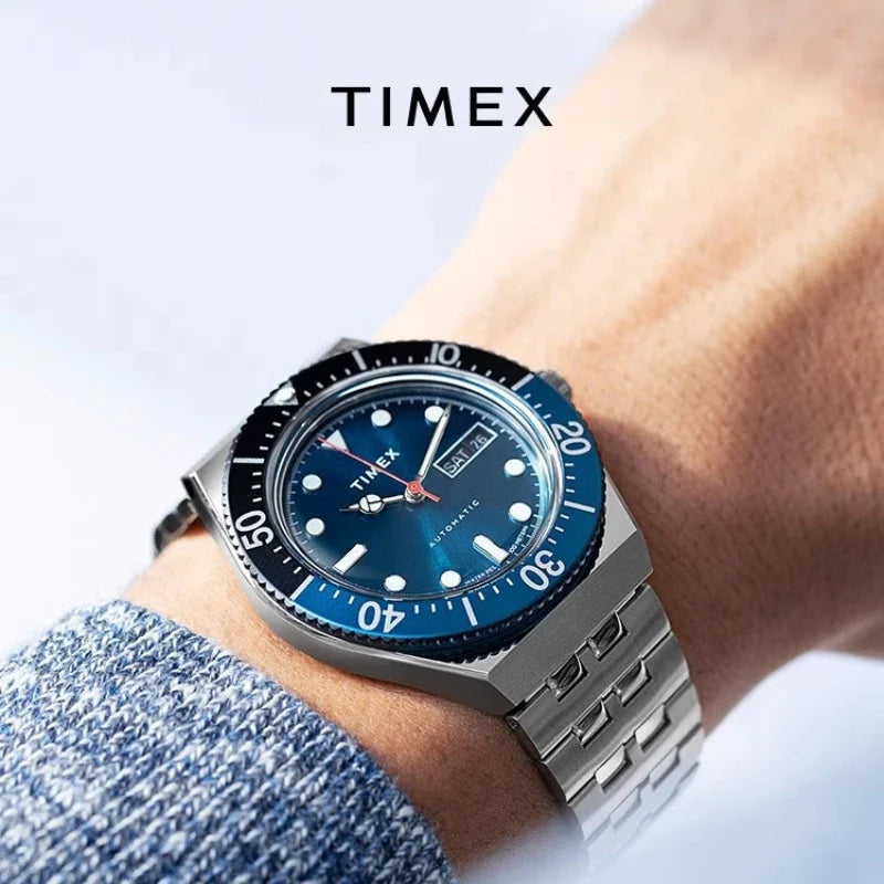 Men's Mechanical Multifunction Watch – Stainless Steel with Calendar, Stopwatch & Arabic Numeral Dial | Black Blue & Black Red