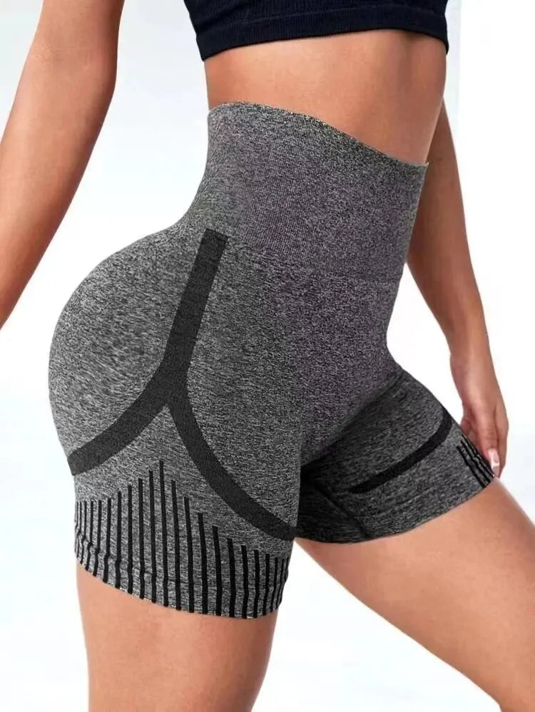 Shorts de Yoga Femininos Que Levantam o Bumbum - Shorts de Treino Sem Costura de Cintura Alta para Academia e Fitness