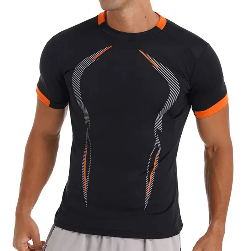 Camiseta de Compressão Masculina - Camisa de Treino de Secagem Rápida (Manga Curta Rash Guard)