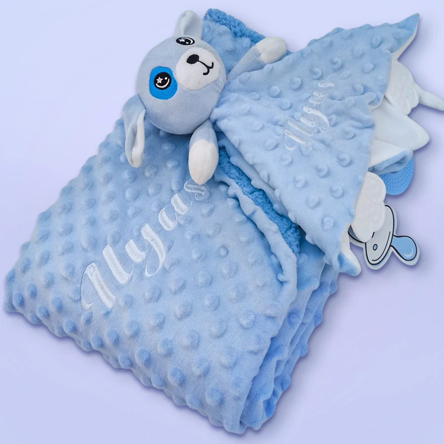 Personalized Newborn Baby Blanket – Custom Name Stroller & Sleeping Gift Set
