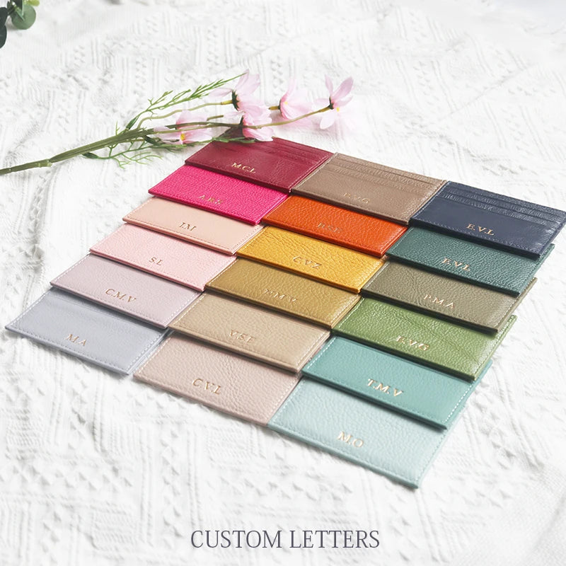 Custom Logo Leather Card Holder – Slim Wallet