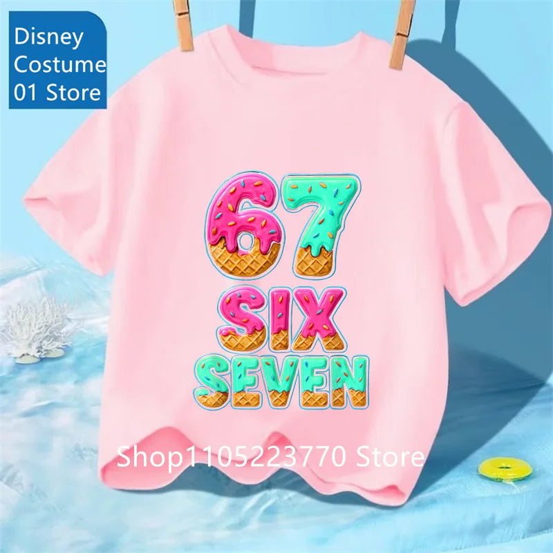 Cartoon Print Kids T-Shirt – Cute Short Sleeve Casual Tee for Boys & Girls