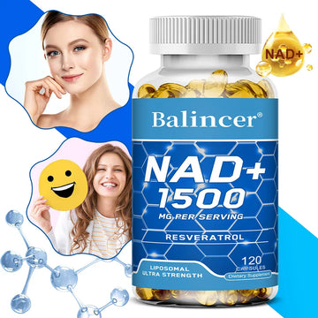 Suplemento NAD+, com Resveratrol, Suplemento de Energia Natural, Apoio à Saúde Celular, Antienvelhecimento, Aumento da Imunidade - 120 Cápsulas