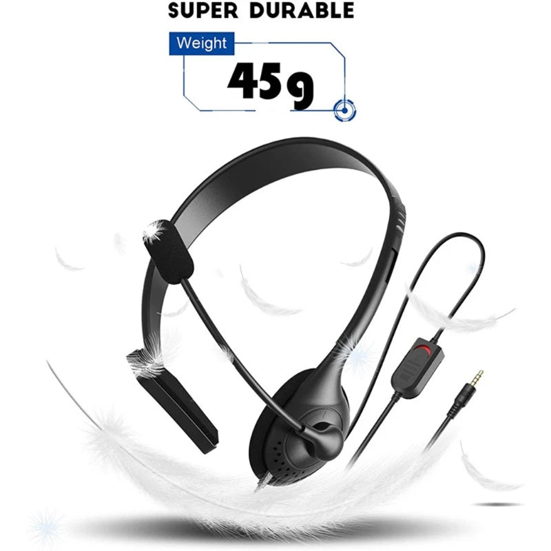 Headset USB com Microfone de Um Lado Fone de Ouvido Leve para Computador com Fio para Call Center PC/Notebook/Computador