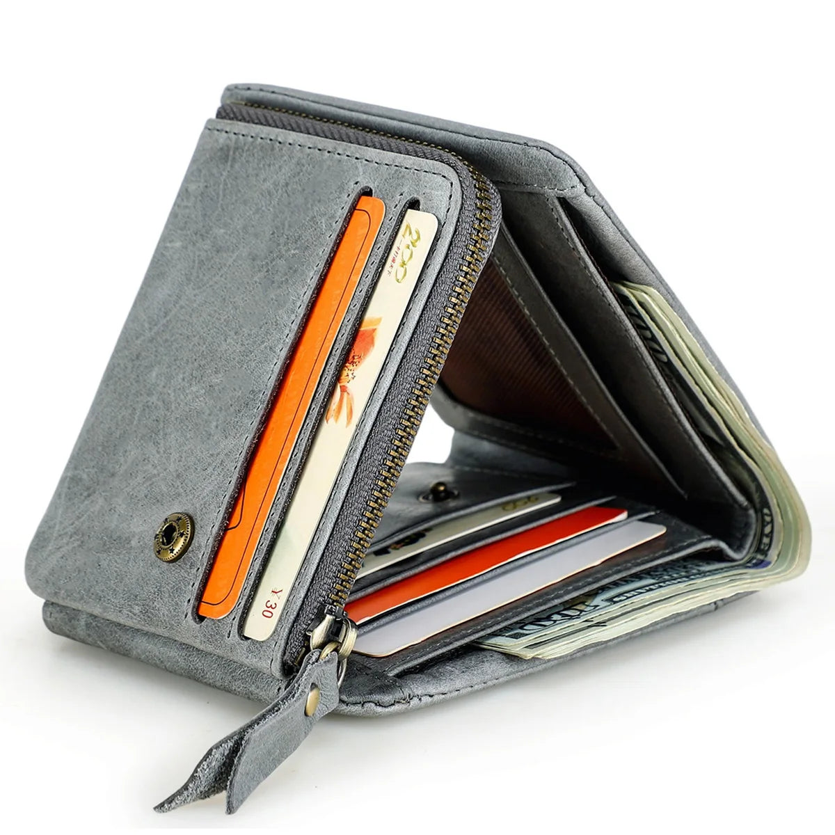 👌 Genuine Leather Trifold Wallet - Crazy Horse Cow Leather