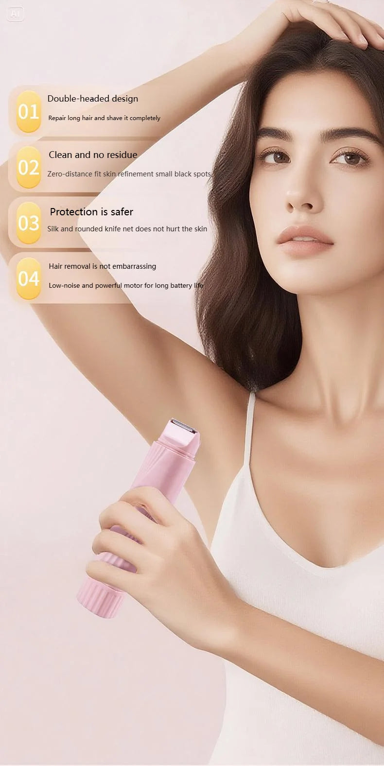 Removedor de pelos elétrico de corpo inteiro para mulheres - para biquíni, pernas, axilas e rosto