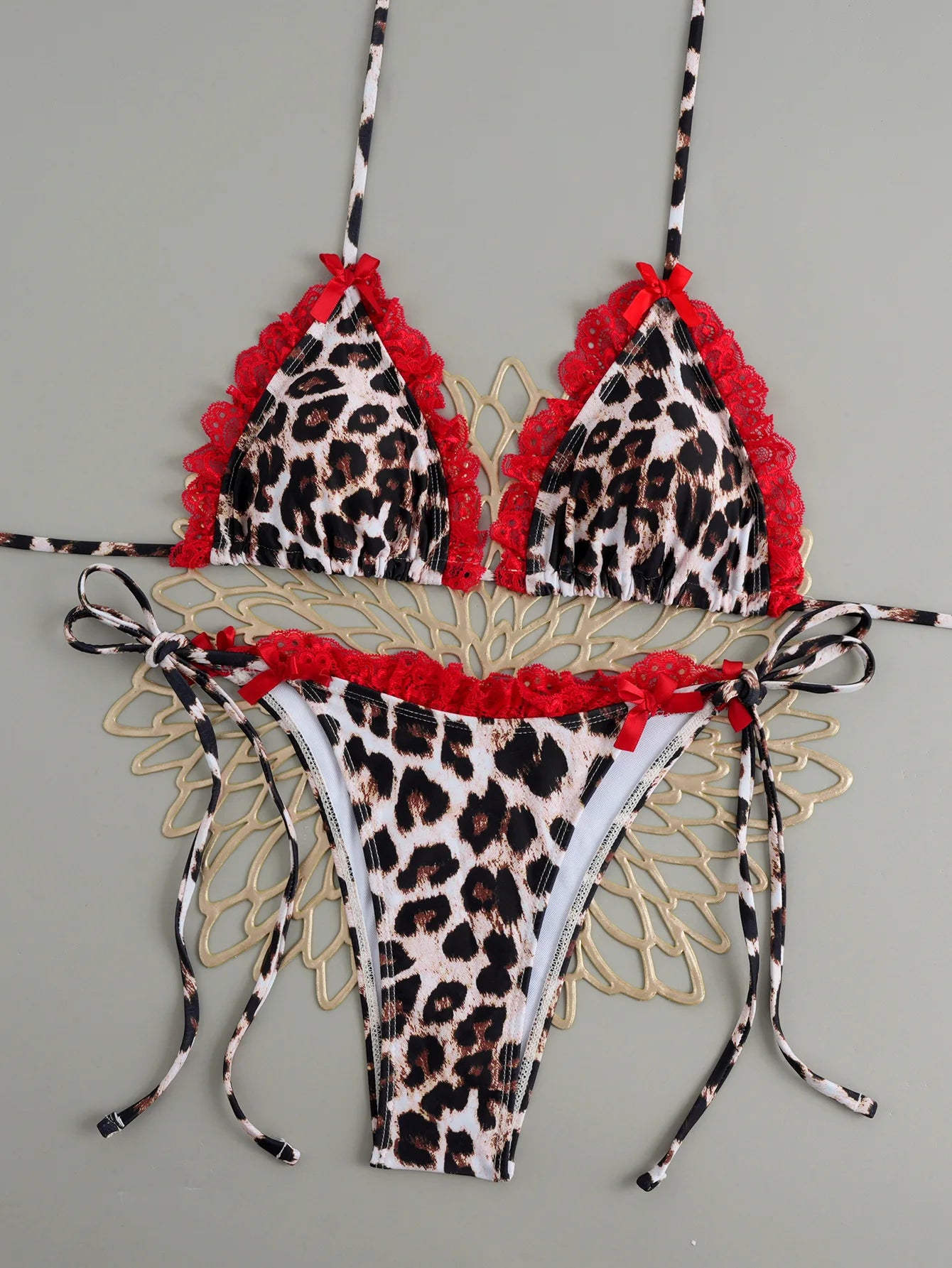 Conjunto de biquíni brasileiro sexy com bojo push-up, maiô de duas peças com calcinha triangular de amarrar na lateral, roupa de banho para praia e natação.