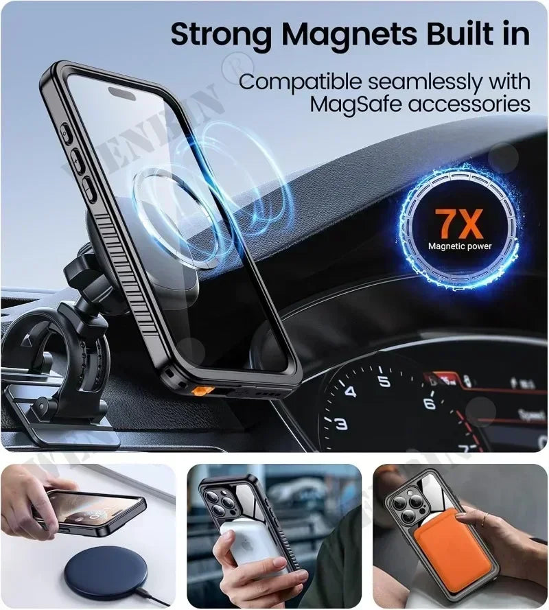 IP68 Waterproof Full Body iPhone Case – Magnetic Magsafe