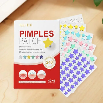 240 adesivos antiacne em formato de coração/estrela/flor/redondo. Hidratantes e eficazes para cobrir espinhas e imperfeições.