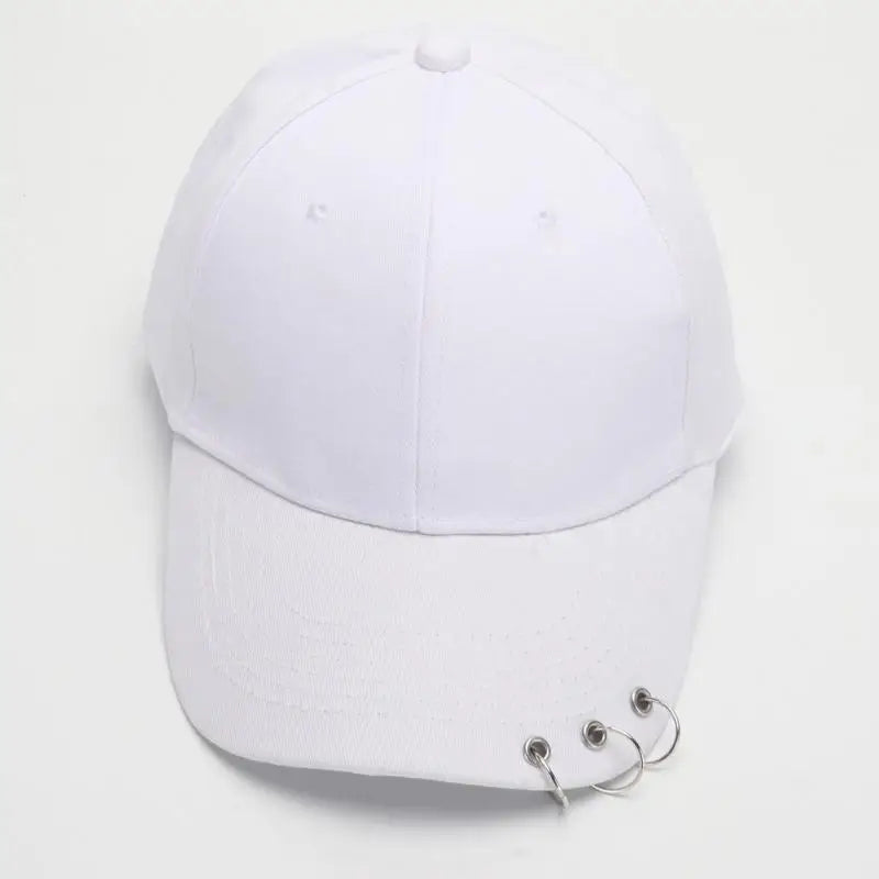 Boné de Beisebol com Anéis - Chapéu Snapback Estilo K-Pop Coreano para Homens e Mulheres