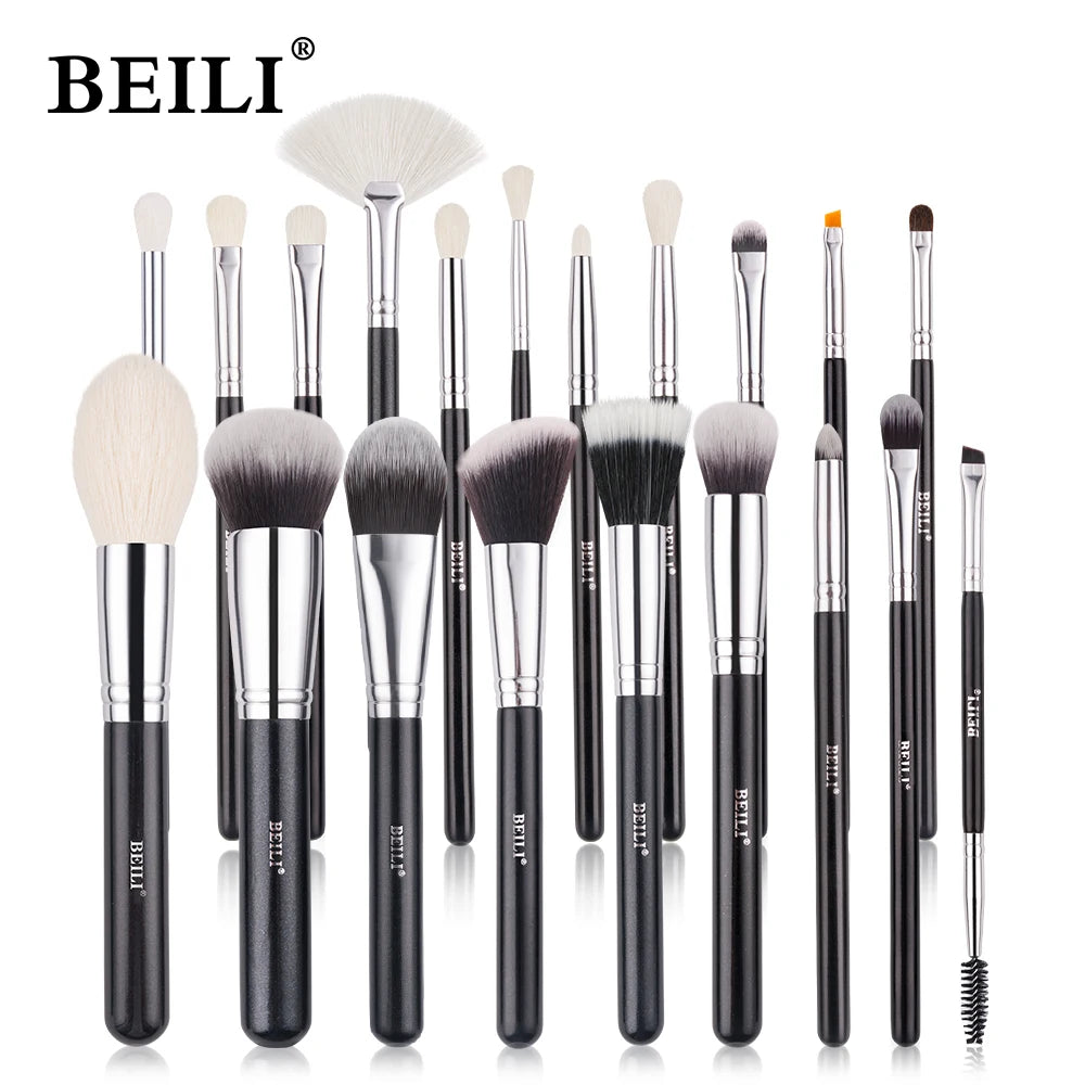 Kit profissional de pincéis para base e sombra para maquiagem.