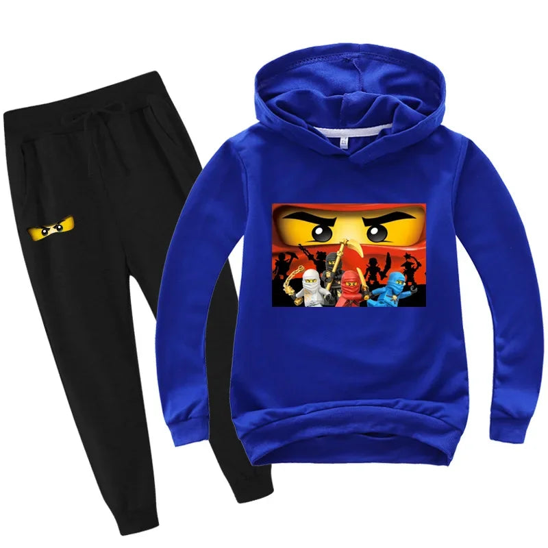 Roupas Infantis Meninos de 2 a 13 Anos Primavera Outono Conjuntos de Roupas Infantis Moletons Calças Conjunto de 2 Peças Agasalho Anime Casaco