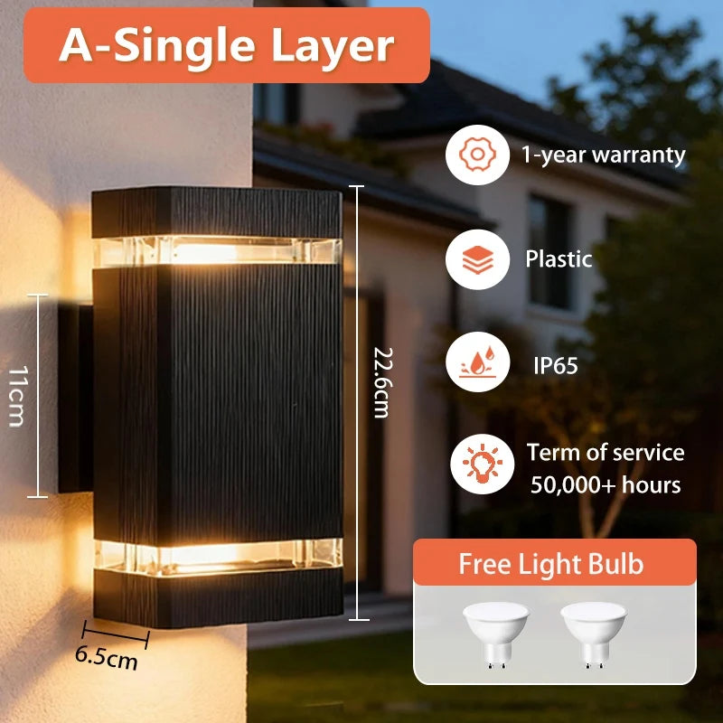 Luminária de parede LED inteligente com sensor de movimento - Luminária externa à prova d'água para varanda e jardim (110V-220V)