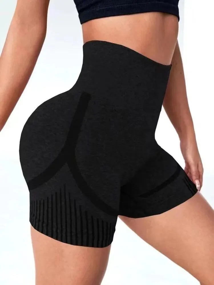 Shorts de Yoga Femininos Que Levantam o Bumbum - Shorts de Treino Sem Costura de Cintura Alta para Academia e Fitness