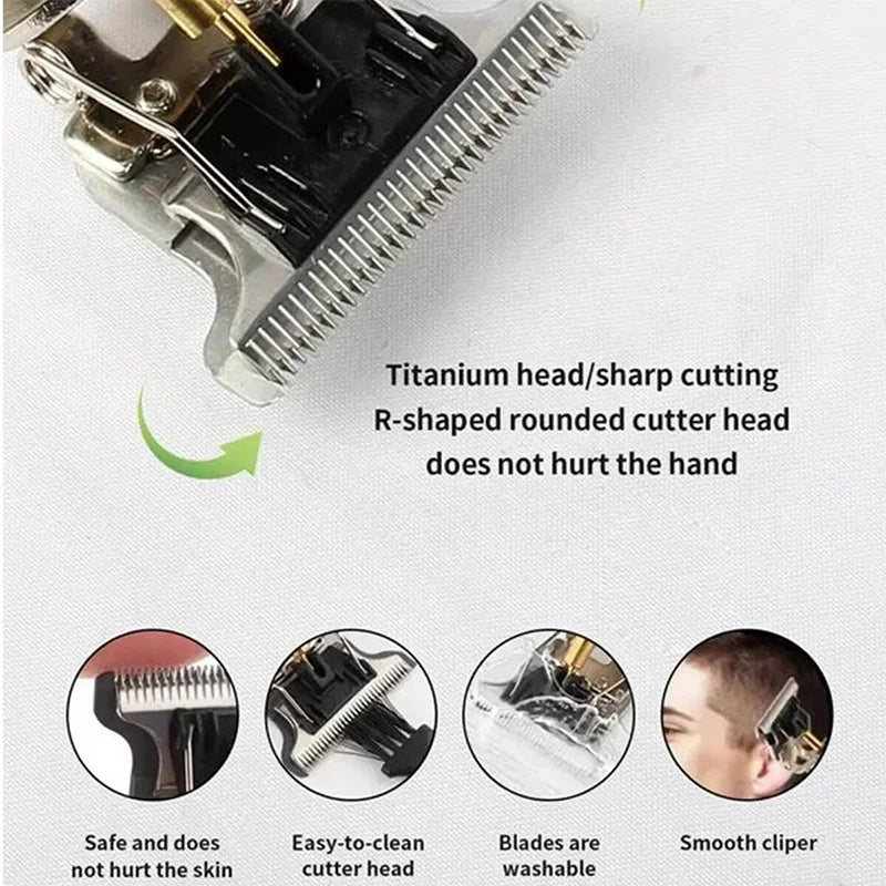 T9 Electric Hair Trimmer - USB Rechargeable Professional Clipper for 0mm Bald Fades