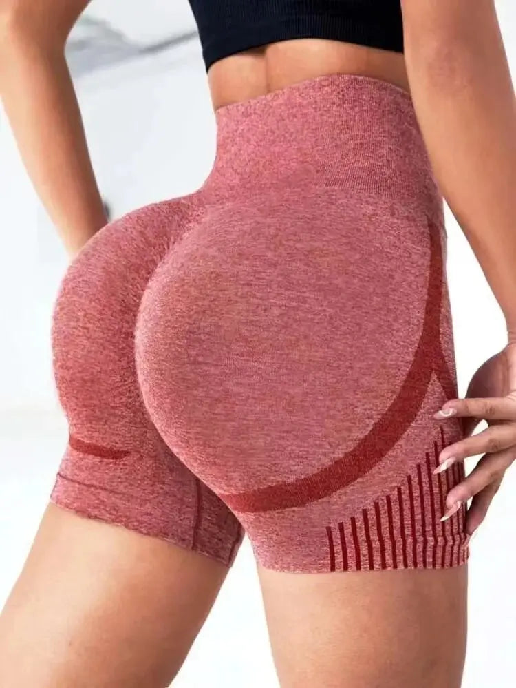 Shorts de Yoga Femininos Que Levantam o Bumbum - Shorts de Treino Sem Costura de Cintura Alta para Academia e Fitness