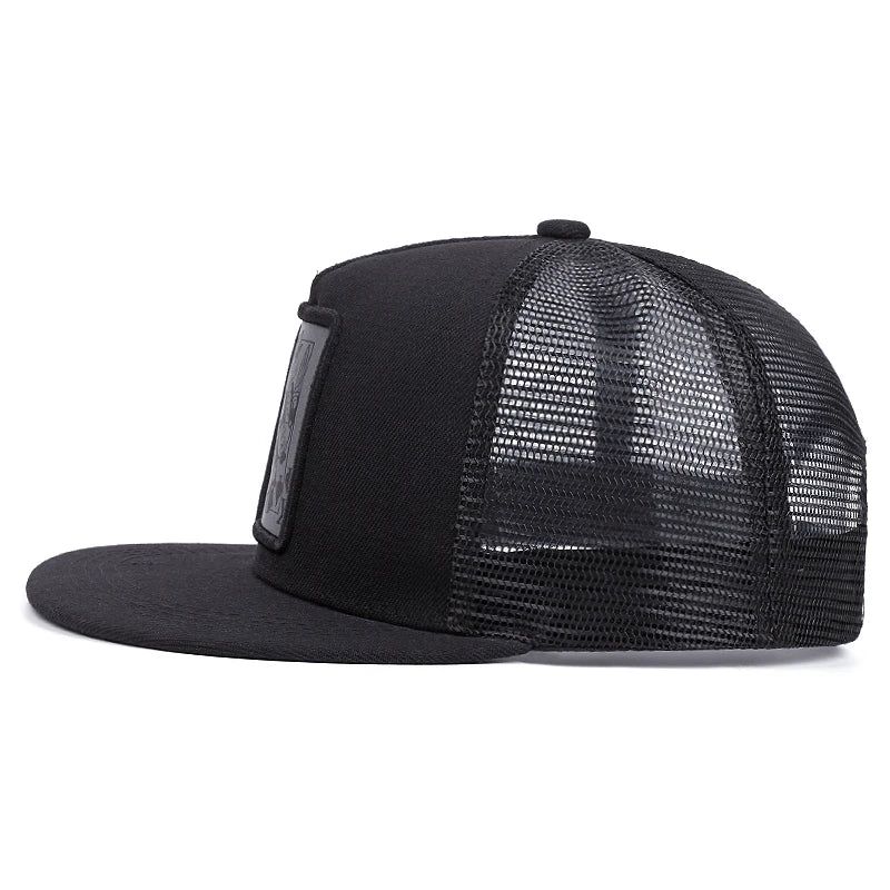 Boné de beisebol com estampa de baralho - Trucker ajustável com fecho de pressão para pesca e uso casual