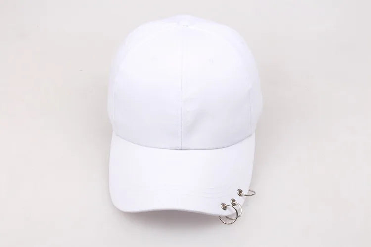 Boné de Beisebol com Anéis - Chapéu Snapback Estilo K-Pop Coreano para Homens e Mulheres