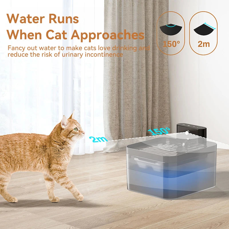 ROJECO Wireless Automatic Cat Water Fountain – 2600mAh Smart Pet Water Dispenser