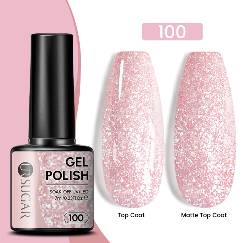 Glitter Gel Nail Polish – Semi-Permanent UV LED Gel with Sparkling Shimmer Finish