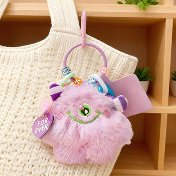 Chaveiro de pelúcia de monstro com corrente colorida, pingente criativo para bolsa ou mochila, presente fofo para crianças, mulheres e homens.