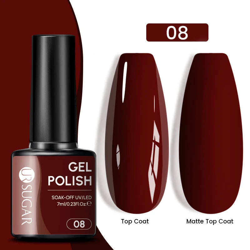 Dark Red Gel Nail Polish – Soak-Off LED/UV Gel Varnish for Salon & Home Use