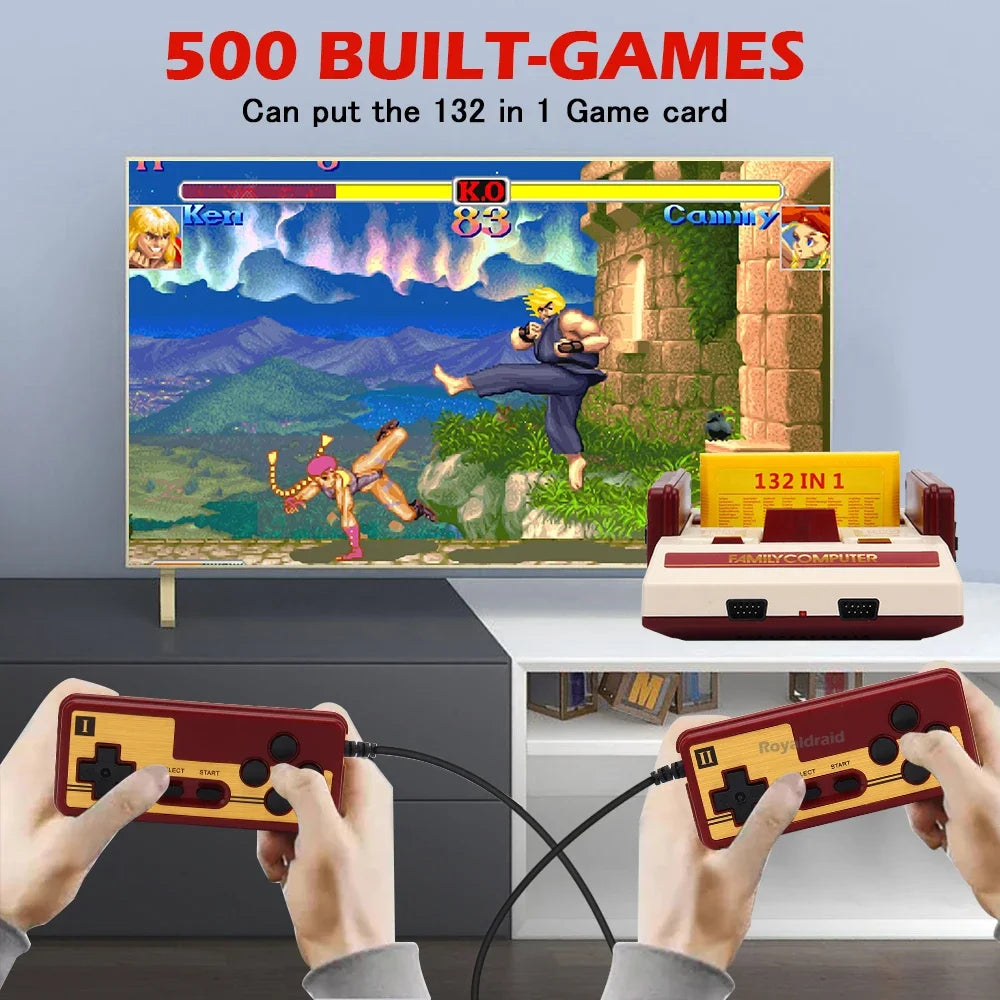 Console de jogos retrô de 8 bits - 500 jogos integrados com suporte para cartuchos