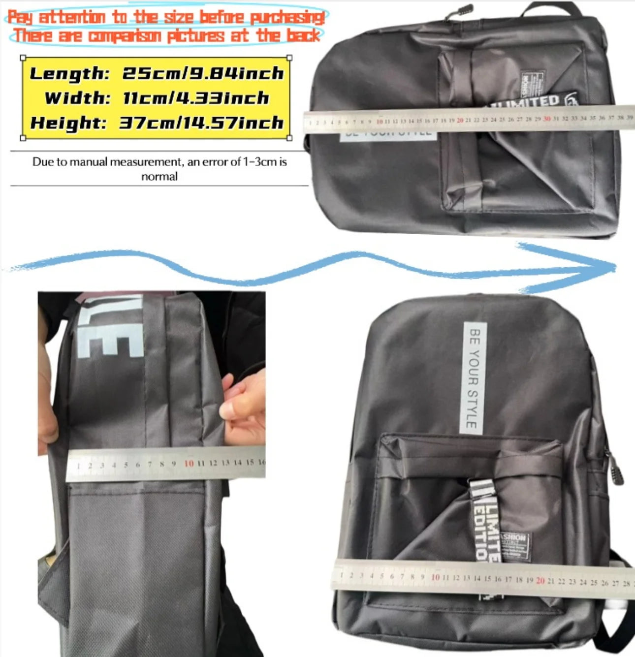 Mochila escolar estilo coreano - Mochila grande para estudantes, homens e mulheres.
