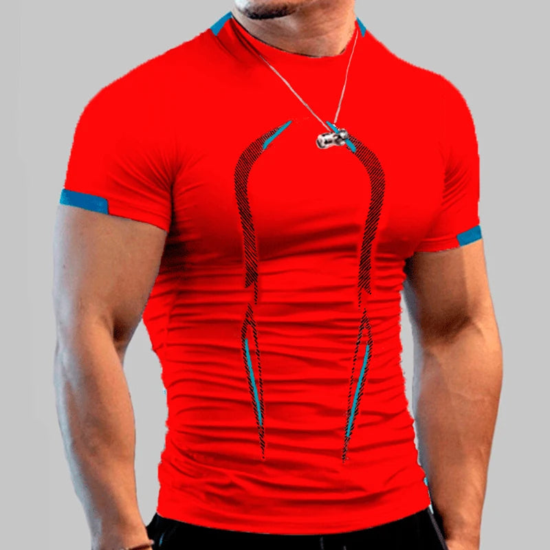 Camiseta de Compressão Masculina - Camisa de Treino de Secagem Rápida (Manga Curta Rash Guard)