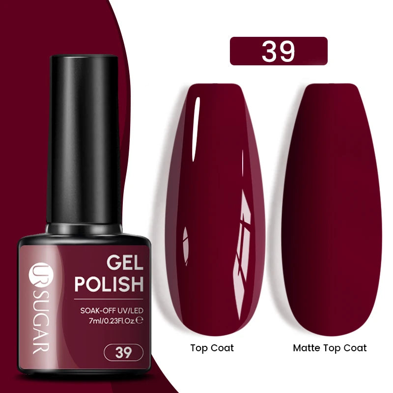 Dark Red Gel Nail Polish – Soak-Off LED/UV Gel Varnish for Salon & Home Use