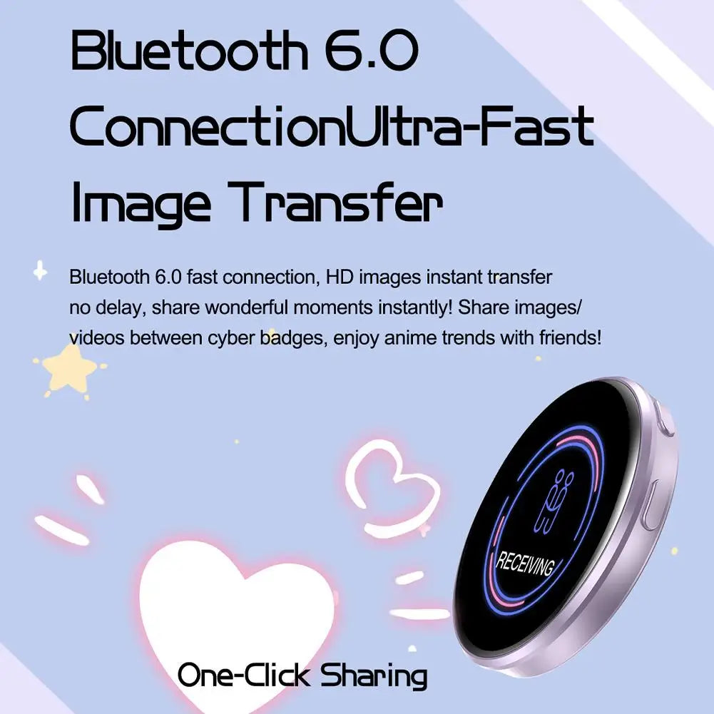 Smart Cyber Badge - 1.7" HD Touch Screen E-Badge for Anime & Custom Displays