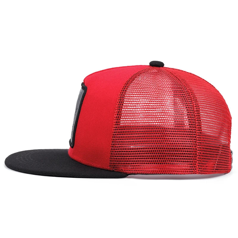 Boné de beisebol com estampa de baralho - Trucker ajustável com fecho de pressão para pesca e uso casual
