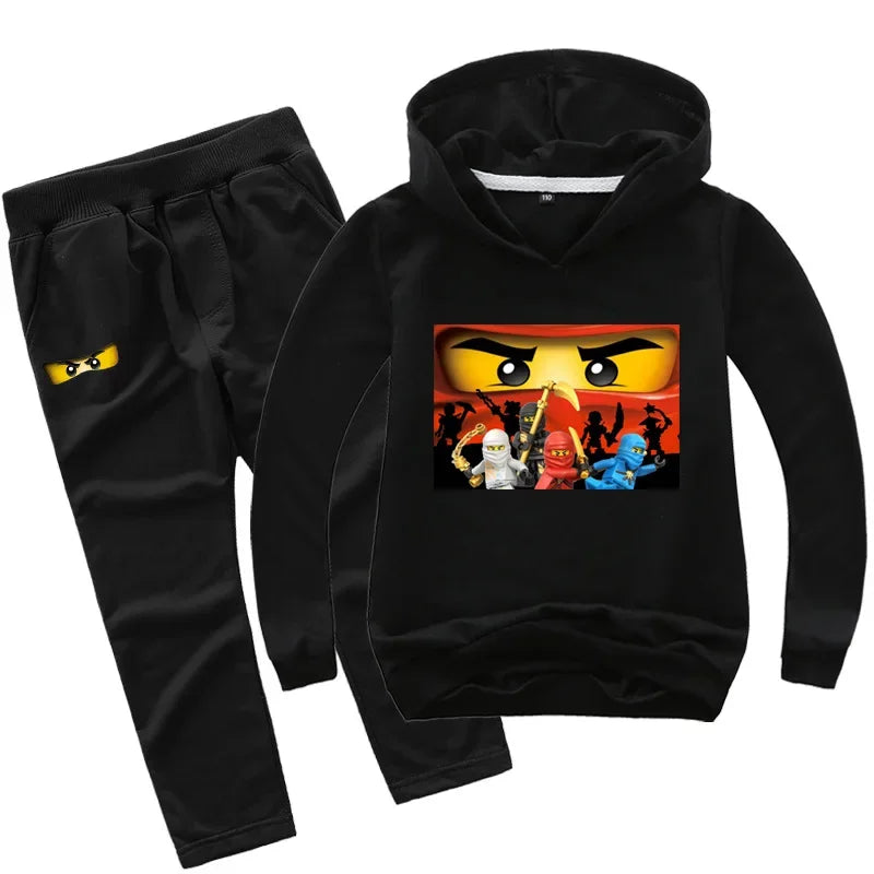 Roupas Infantis Meninos de 2 a 13 Anos Primavera Outono Conjuntos de Roupas Infantis Moletons Calças Conjunto de 2 Peças Agasalho Anime Casaco